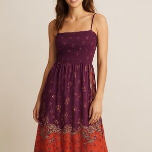 Anthropologie Purple and orange Maxi Dress